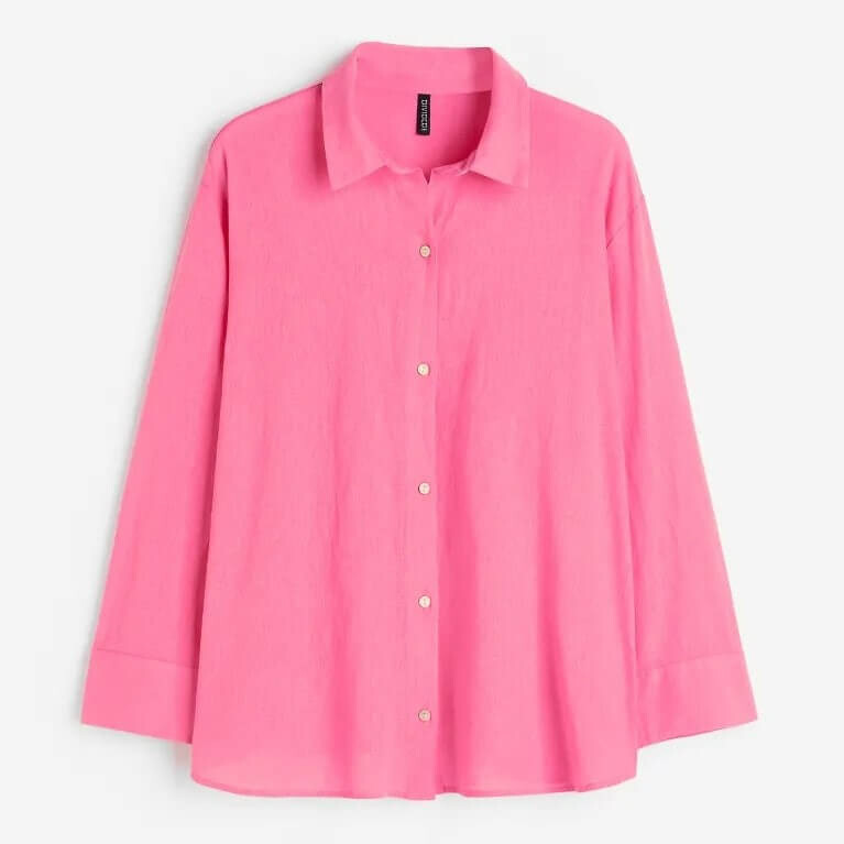

Рубашка H&M+ Linen-blend, розовый