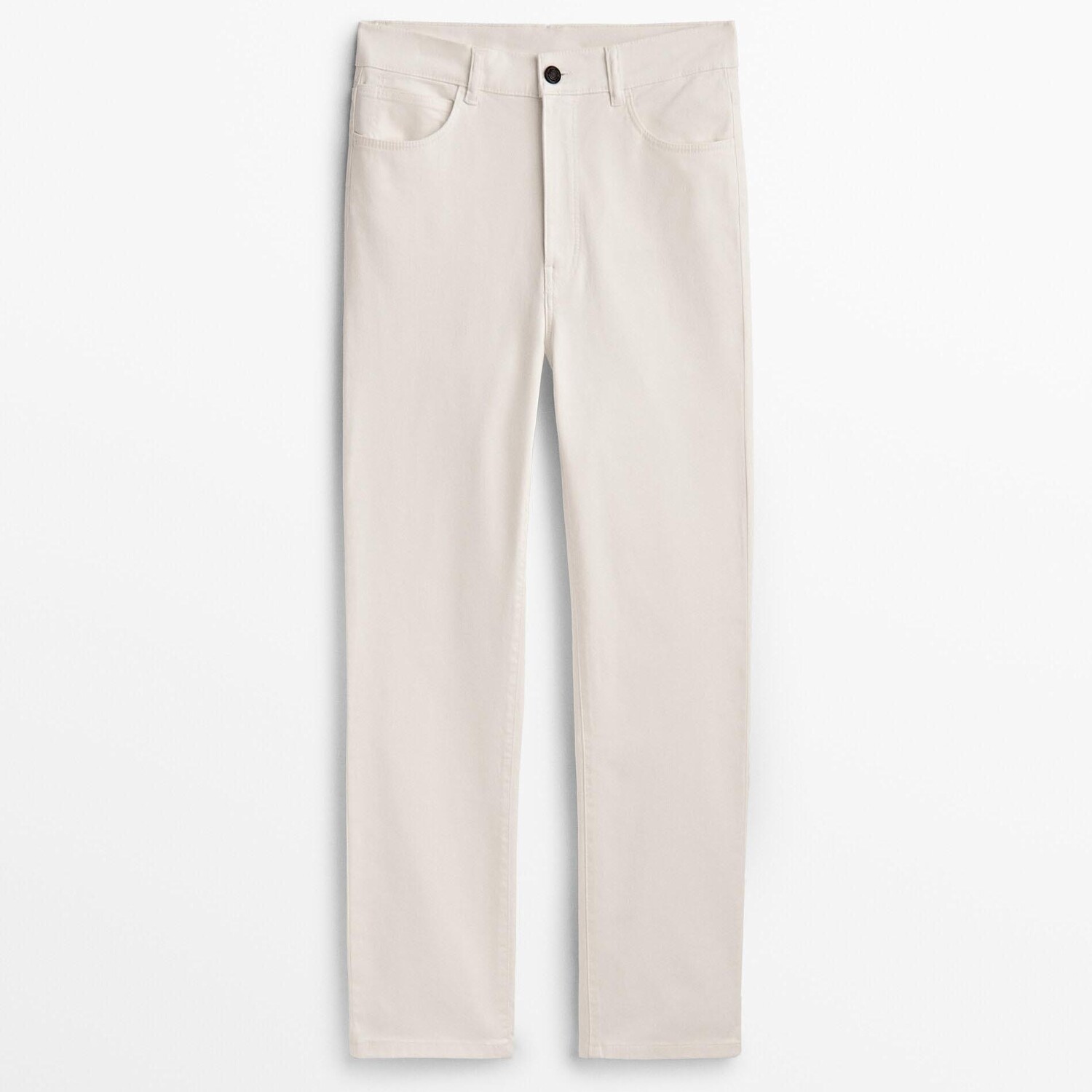 

Брюки Massimo Dutti Slim Fit Cropped Mid-waist, кремовый, Бежевый