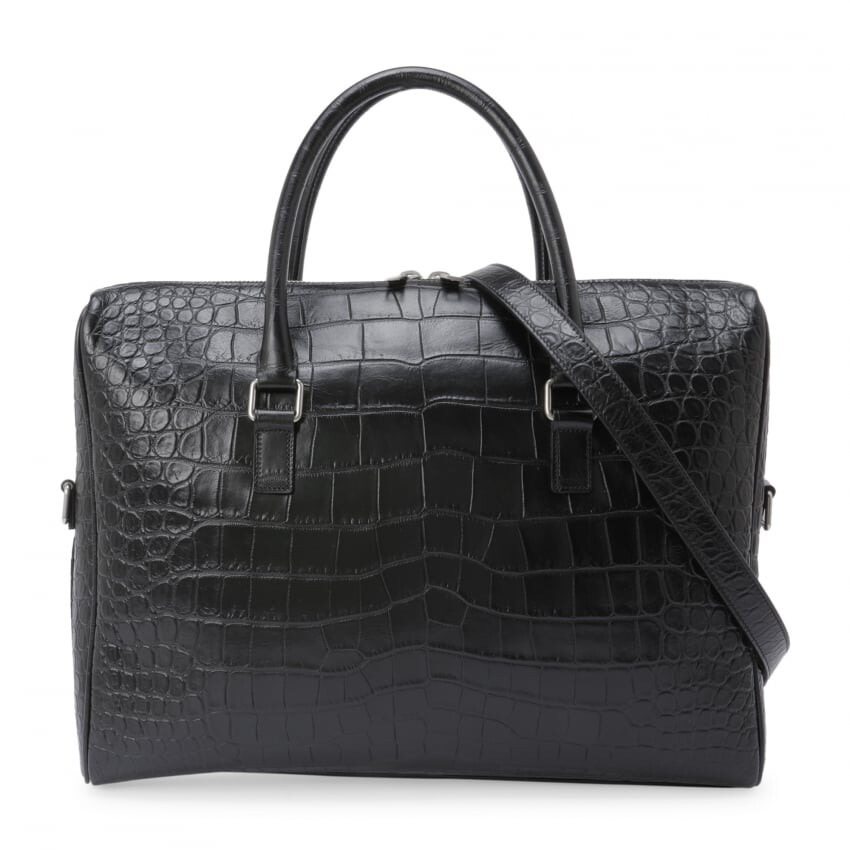 

Сумка-тоут SAINT LAURENT Embossed leather duffle briefcase, черный