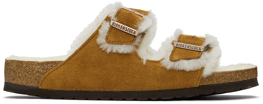 

Светло-коричневые сандалии Arizona из овечьей шерсти Birkenstock