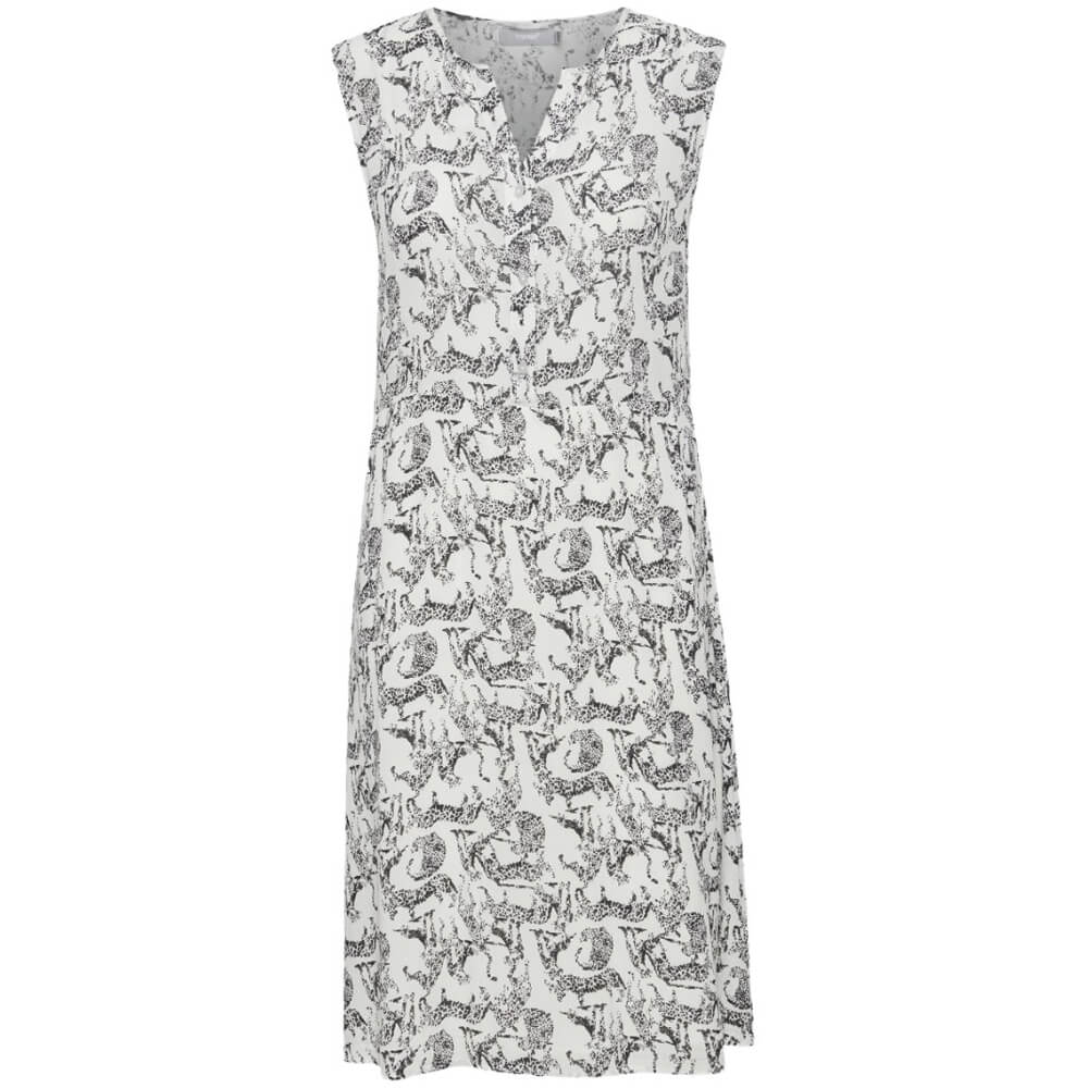 Платье Fransa Fralcrinkle 3 Dress, черно-белый летнее платье в радужную полоску с коротким рукавом и v образным вырезом