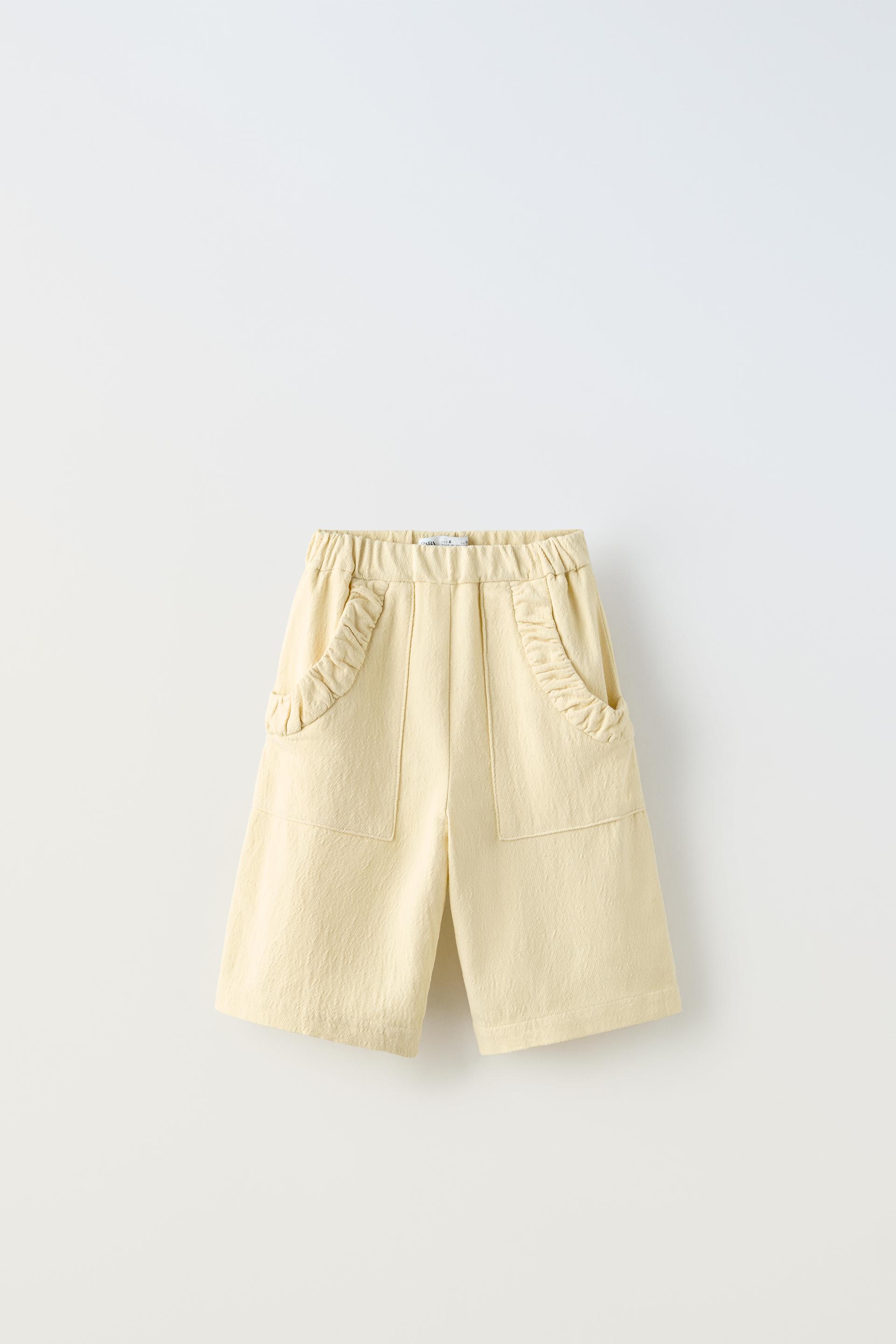 Шорты бермуды Zara With Gathered Pockets, светло-бежевый толстовка zara with chunky knit pockets светло бежевый