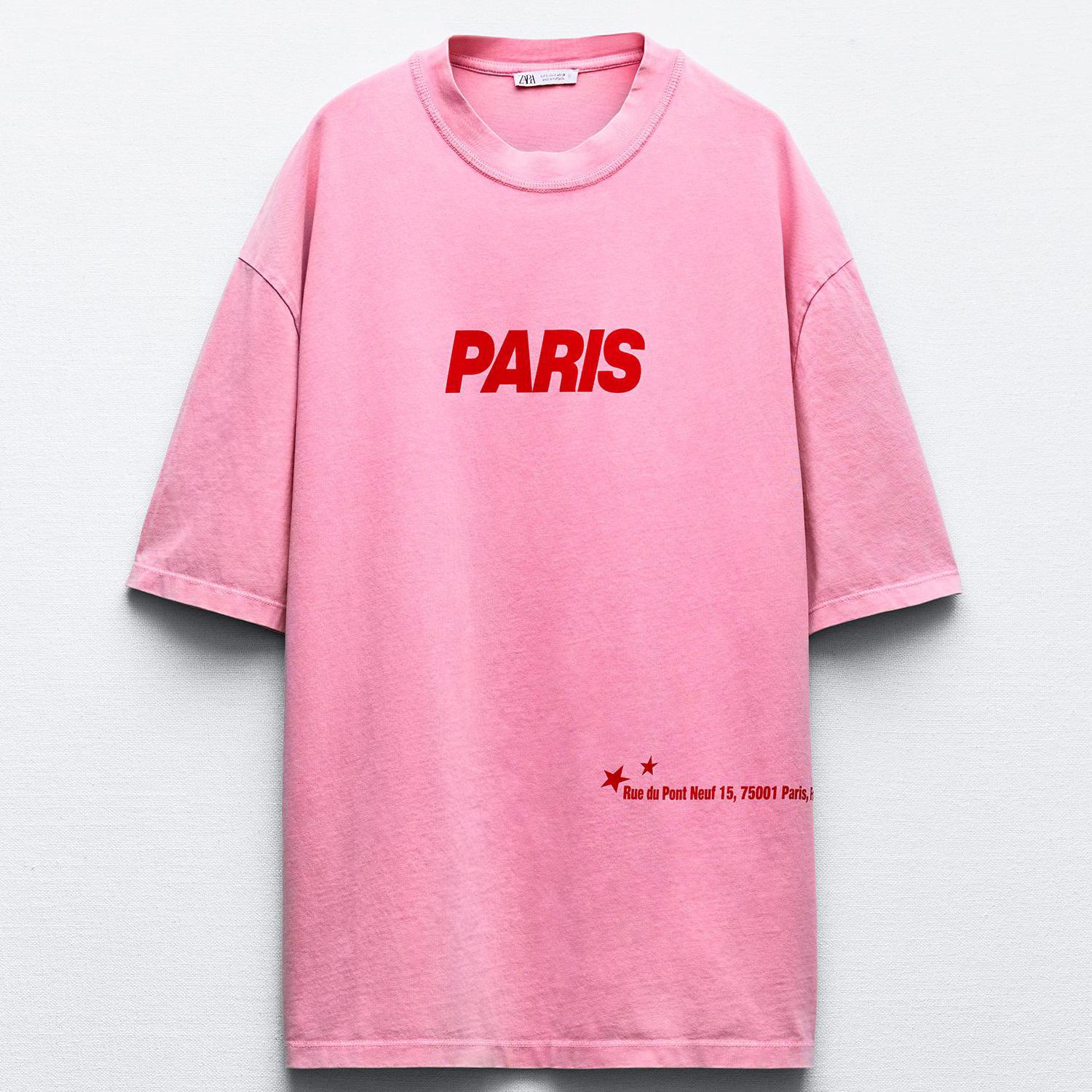 Футболка Zara Faded-Effect With Slogan, розовый
