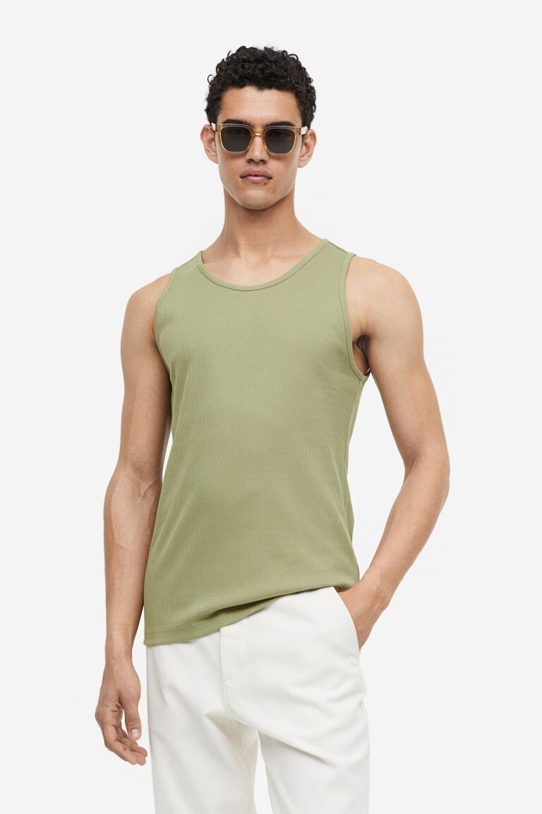 

Майка в рубчик H&M, хаки зеленый