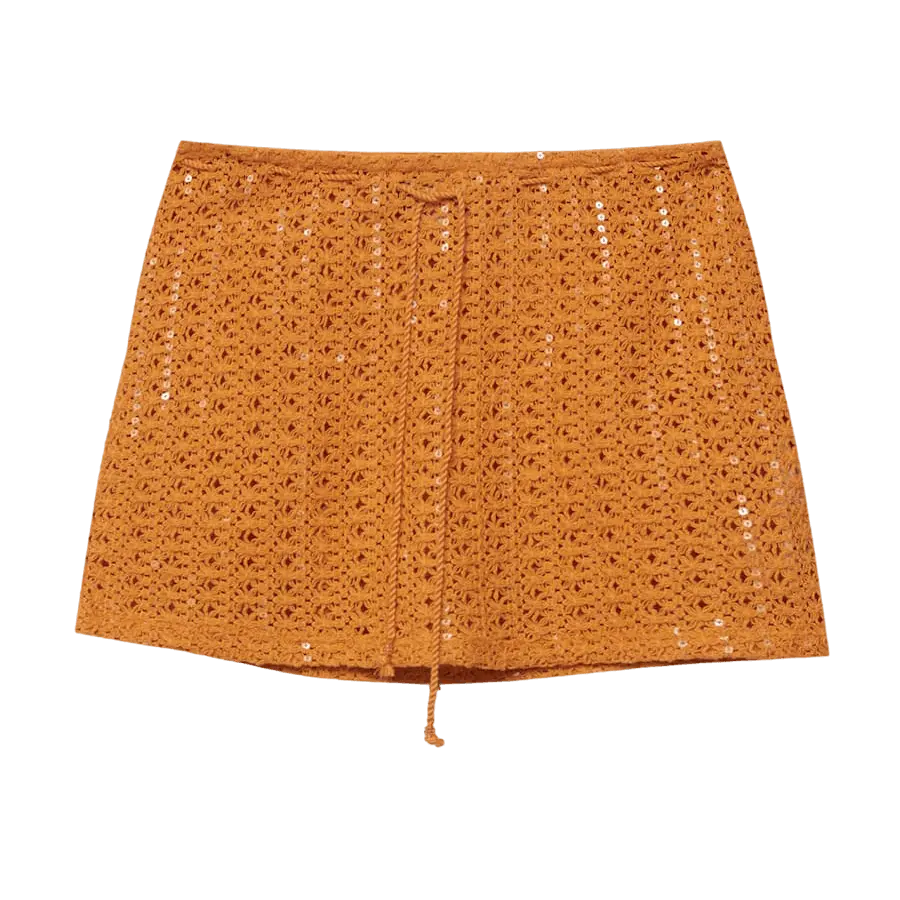 

Юбка Pull&Bear Crochet Sequin Mini, коричневый