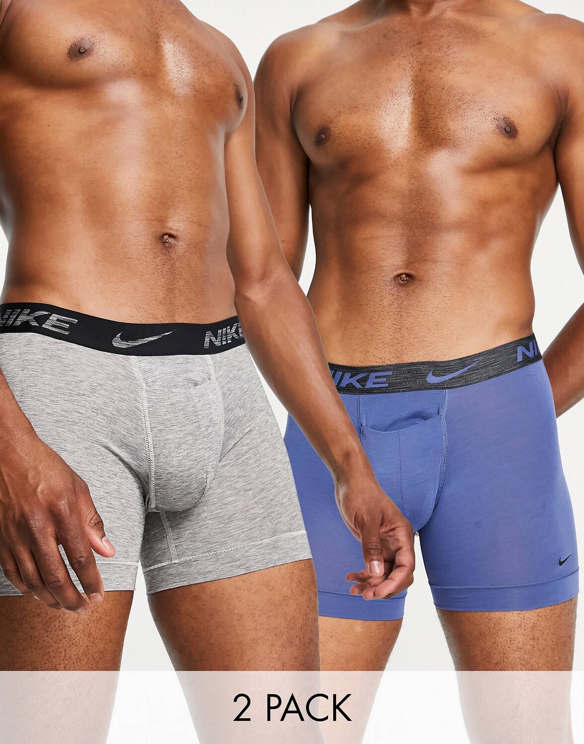 Комплект из 2 трусов-боксеров Nike Dri-Fit Reluxe серо-синего цвета