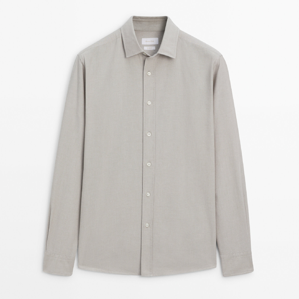 Рубашка Massimo Dutti Soft Wash Regular Fit Cotton Oxford, бежевый легкая оксфордская рубашка стандартного кроя lyle
