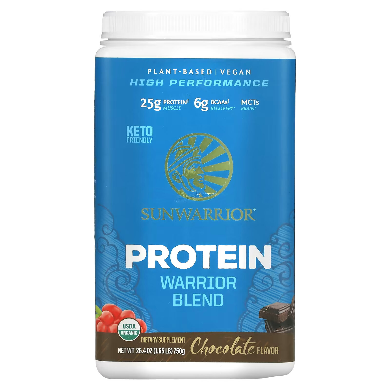Sunwarrior, Warrior Blend Protein, с шоколадом, 750 г (1,65 фунта) sunwarrior warrior blend protein ваниль 750 г 1 65 фунта