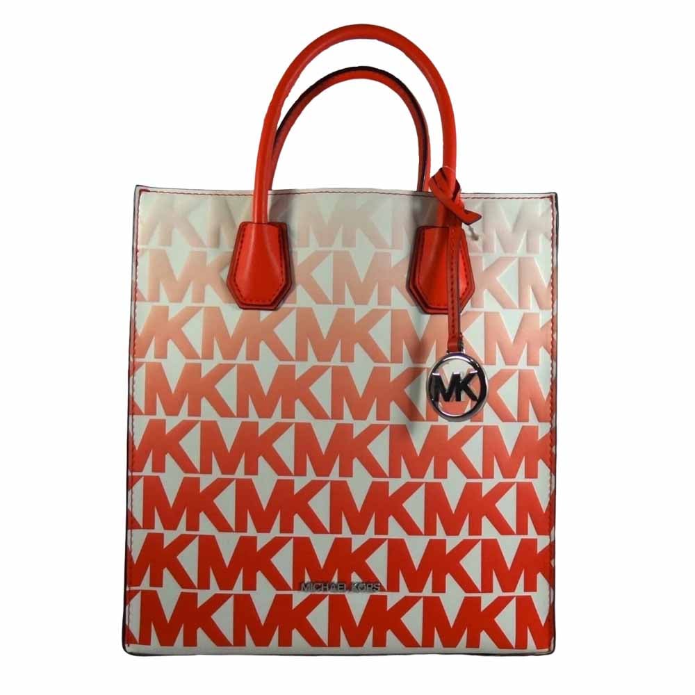 Сумка-тоут Michael Kors Women's Mercer NS Shopper Vegan Leather, красный/белый - фото