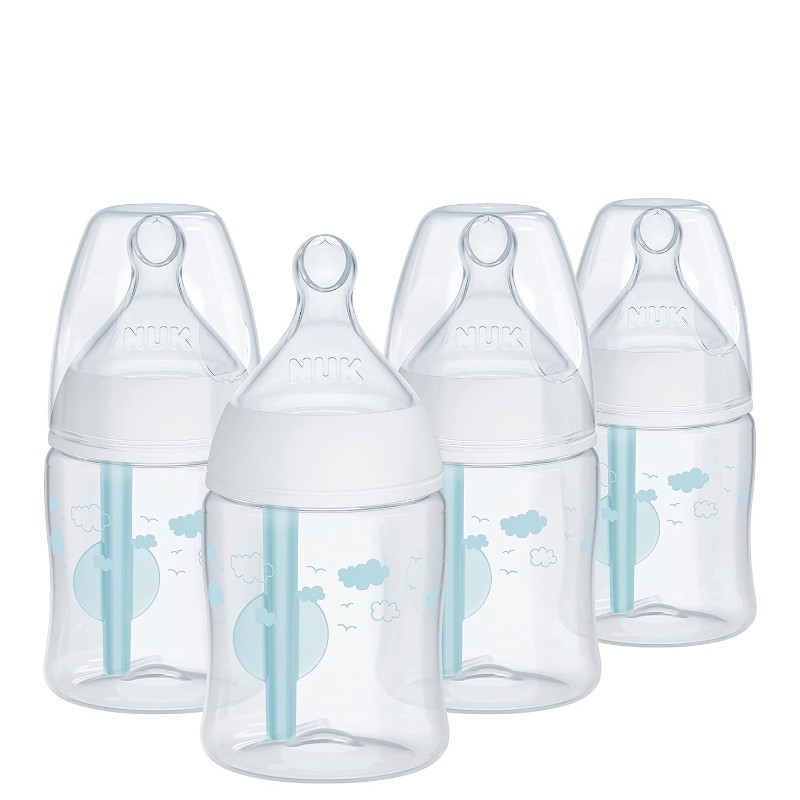 Бутылочки для кормления 4 шт. по 150 мл Nuk Smooth Flow Pro Anti Colic, прозрачный/голубой набор бутылочек nuk smooth flow для новорожденных с антиколиковой бутылочкой от 0 месяцев 11 предметов