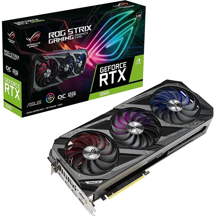 Видеокарта Asus Rog Strix GeForce RTX 3080 Gaming OC LHR , 12GB - фото