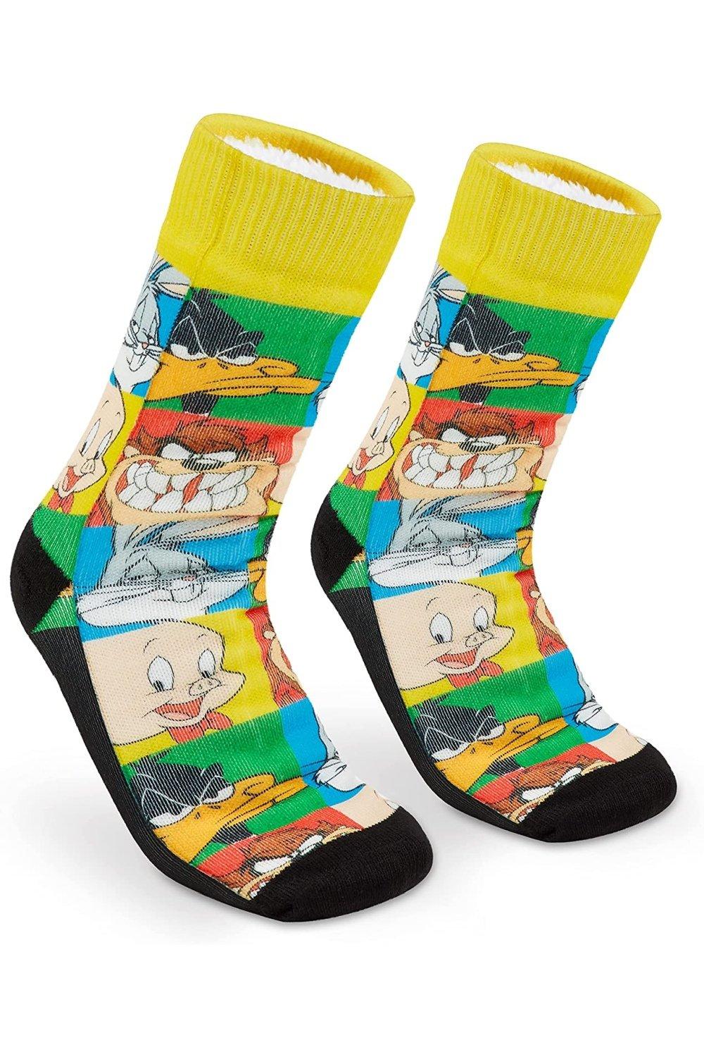Пушистые носки Looney Tunes, мультиколор носки мужские из забавные носки для животных хлопка с изображением еды пришельцев планет
