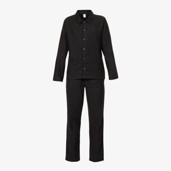

Хлопковый пижамный комплект с фирменной вышивкой Calvin Klein, черный