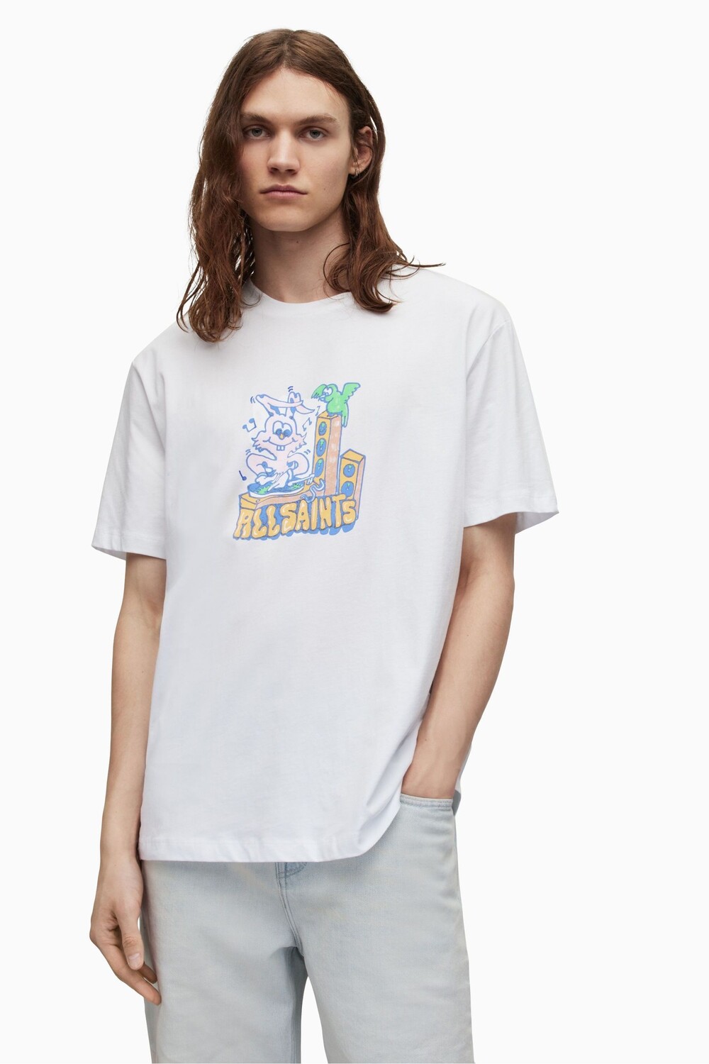 

Белый топ AllSaints Rabbid с круглым вырезом All Saints, белый