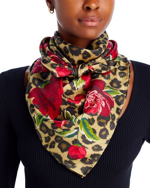 

Шелковый шарф Leopard Garden Square Echo, цвет Brown