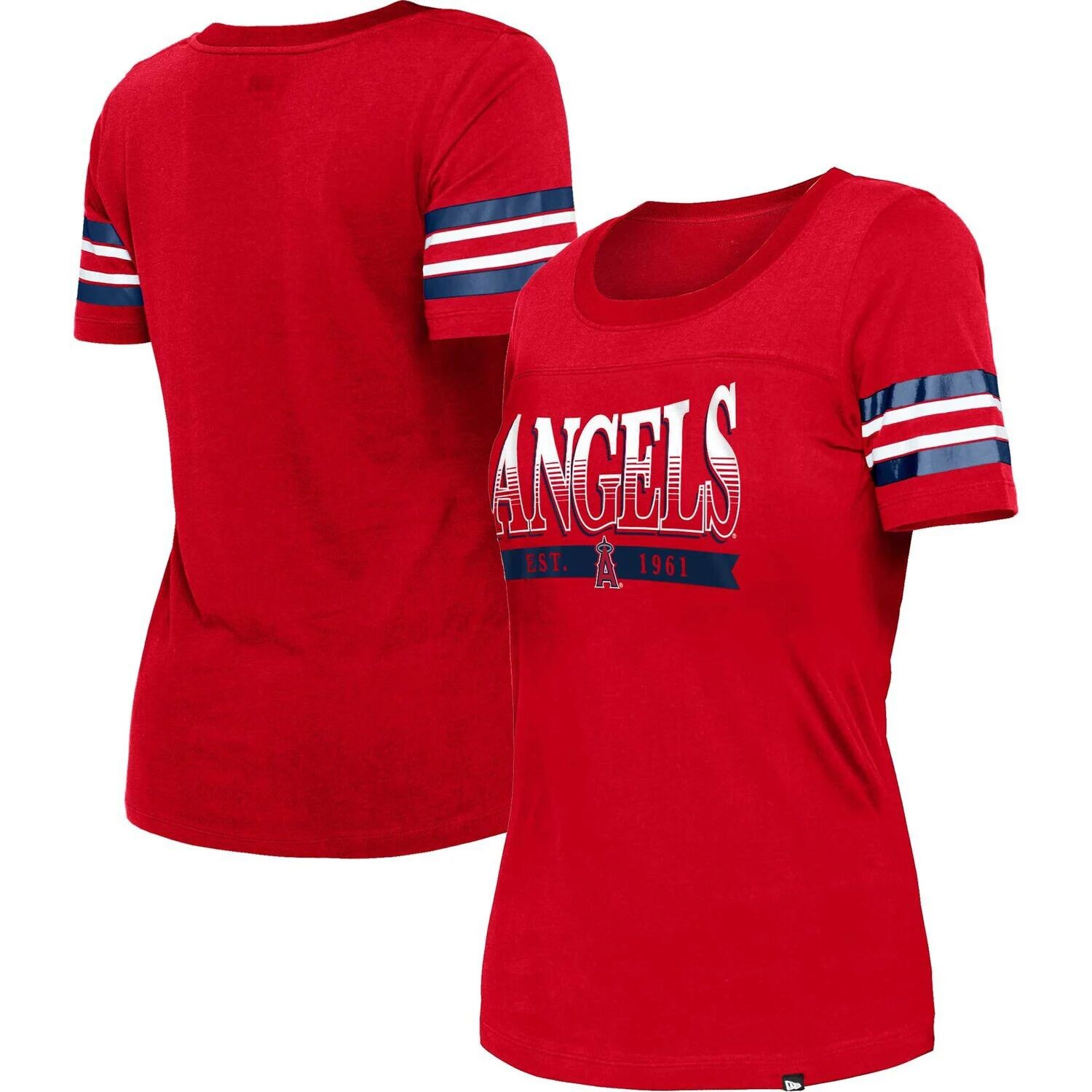 

Женская красная футболка в полоску New Era Los Angeles Angels Team New Era, Красный