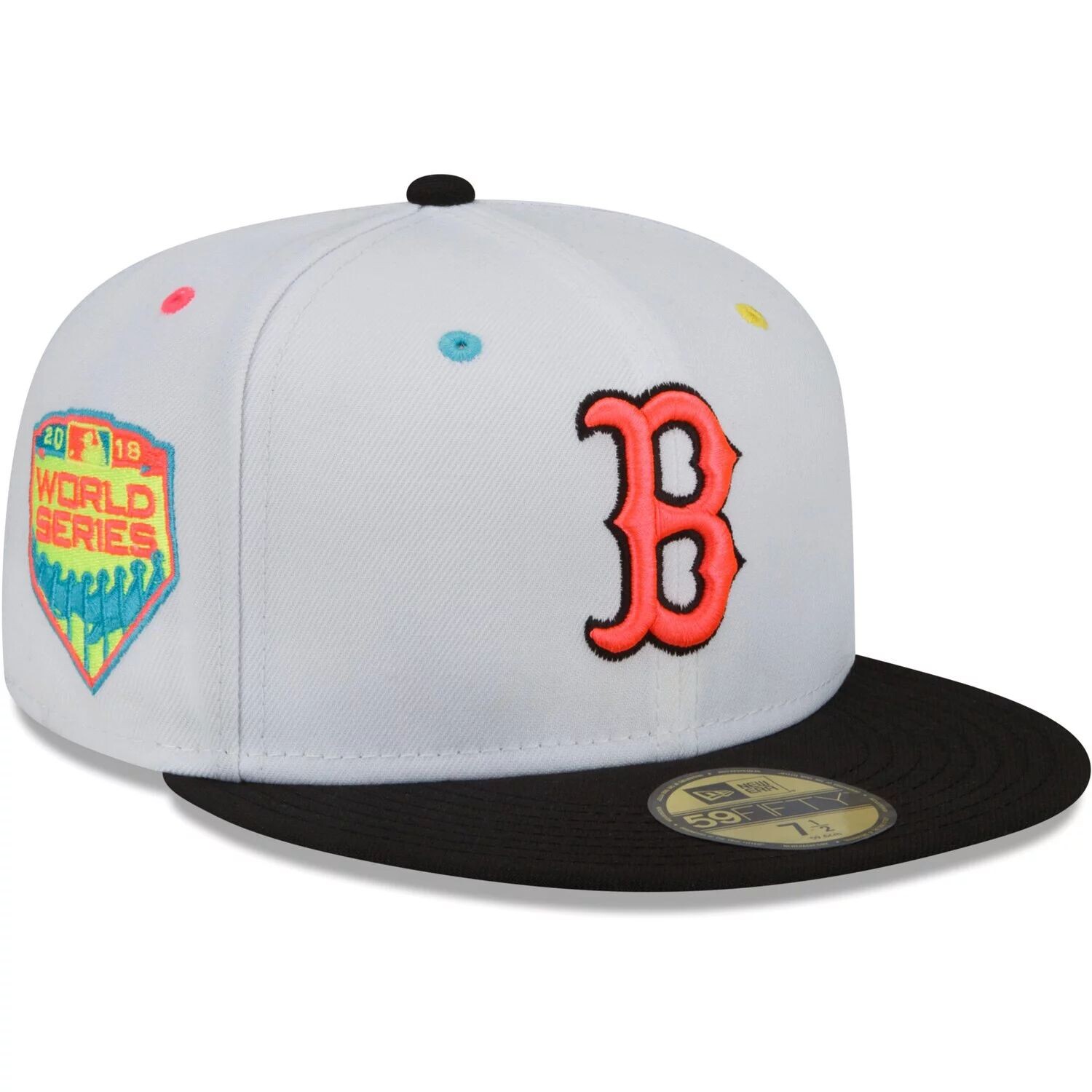 

Мужская облегающая шляпа New Era белого/черного цвета Boston Red Sox 2018 World Series Champions Neon Eye 59FIFTY