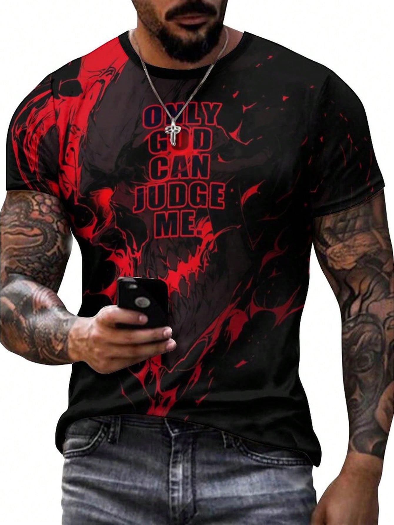 Мужская футболка с графическим рисунком, красный