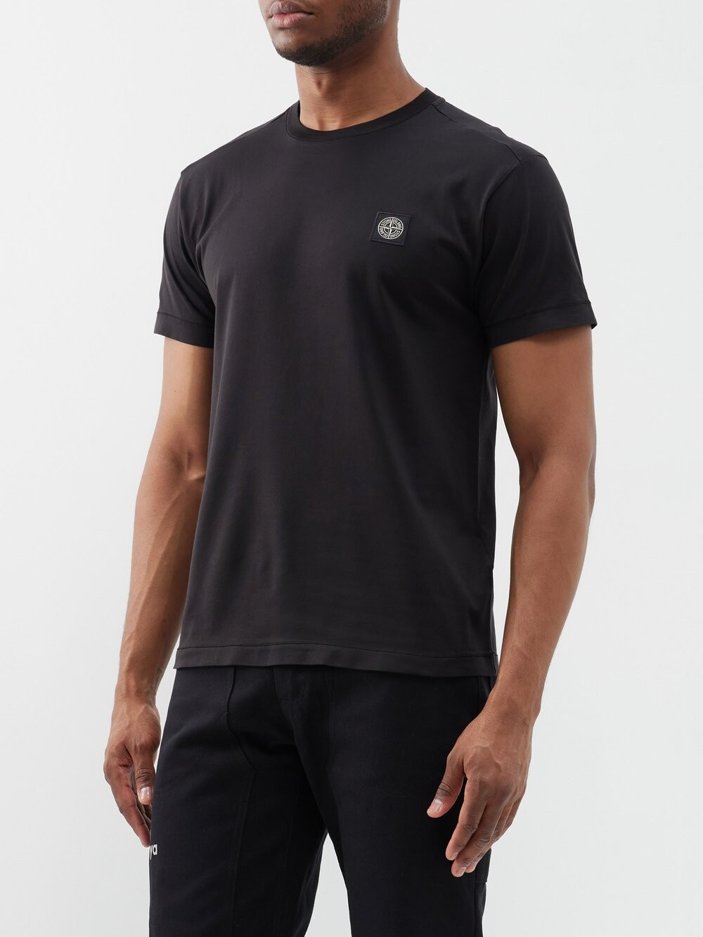 

Футболка из хлопкового джерси с нашивкой-логотипом Stone Island, черный