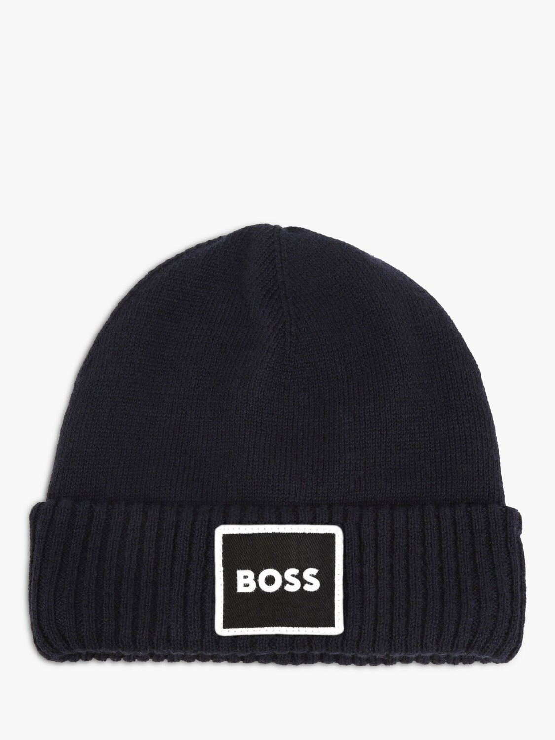 

Детская шапка-бини в рубчик с отворотами BOSS HUGO BOSS, темно-синий