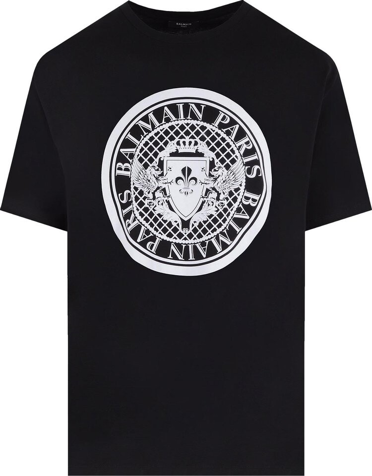 Футболка Balmain Printed T-Shirt Black/White, разноцветный