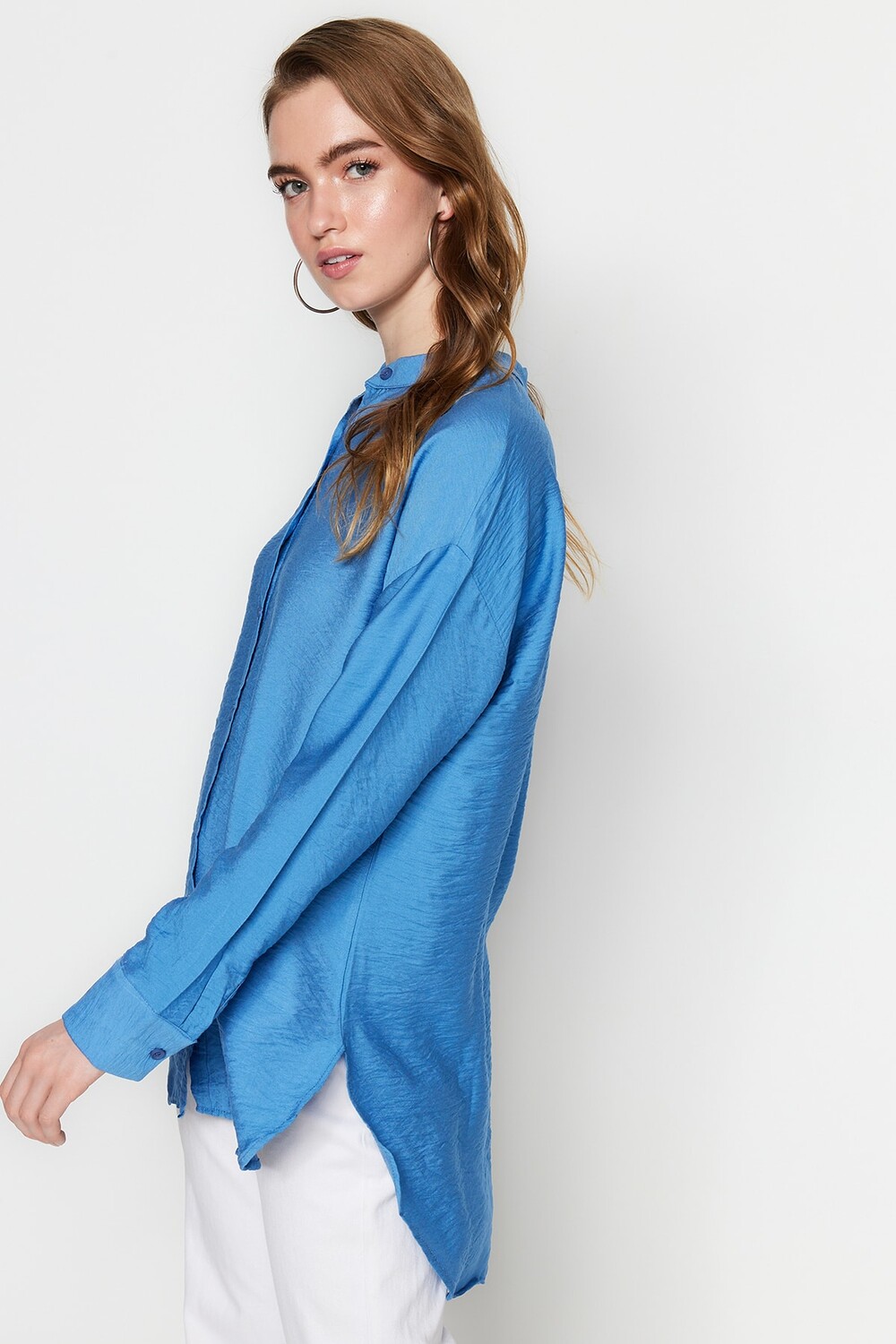 

Рубашка – синяя – стандартного кроя Trendyol Modest, синий