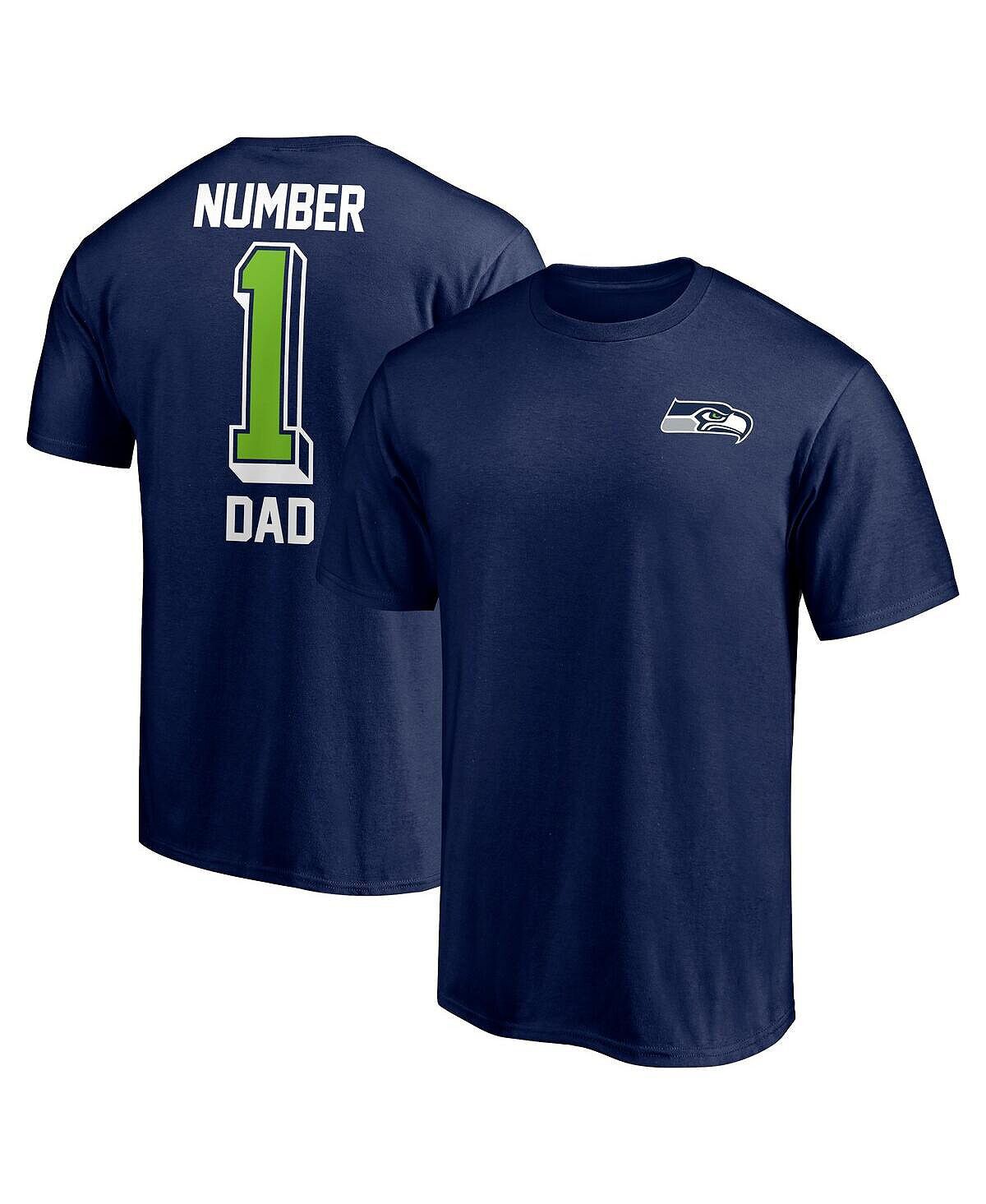 

Мужская фирменная футболка college navy seattle seahawks #1 dad Fanatics, синий