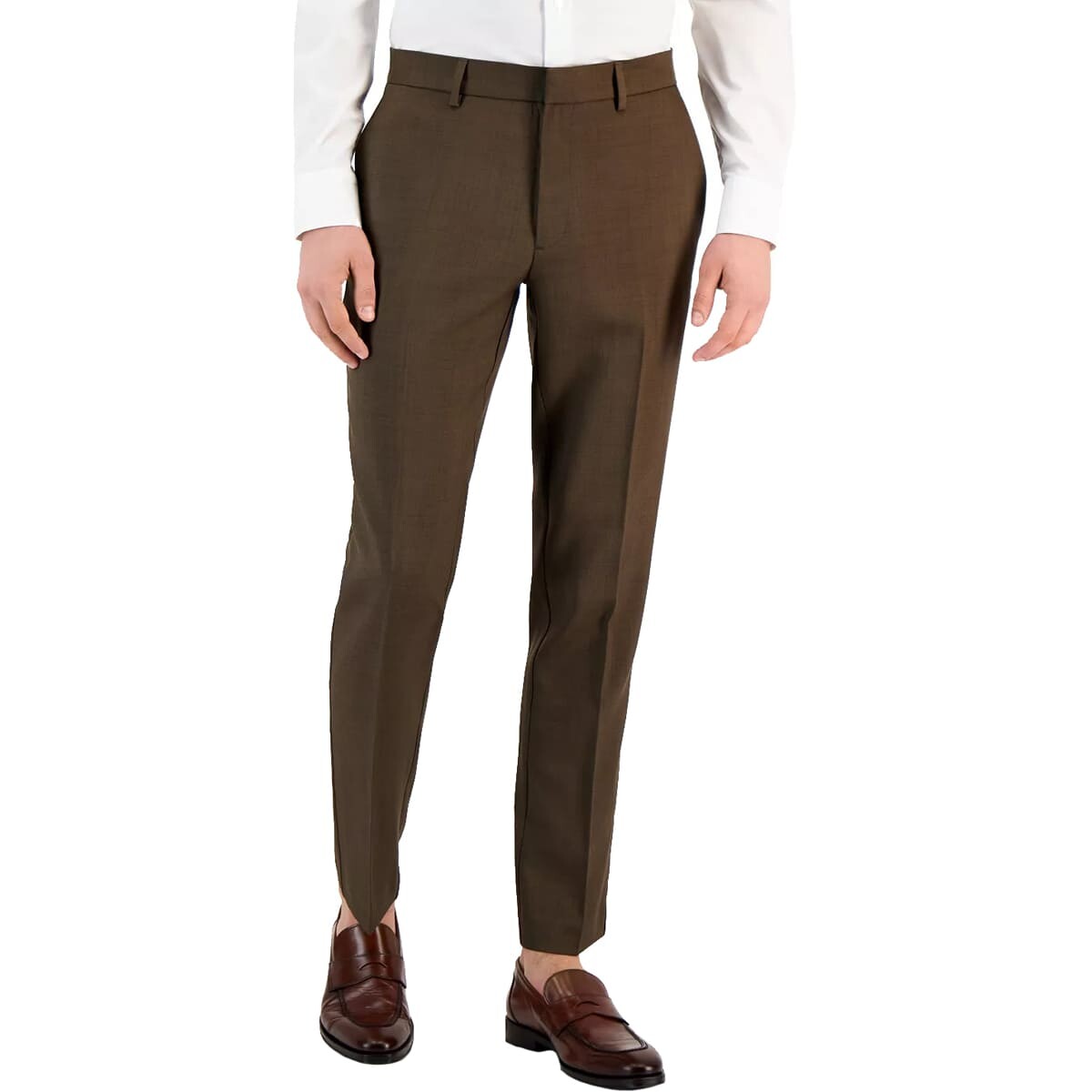 

Брюки Perry Ellis Portfolio Slim-Fit Flat Front, коричневый