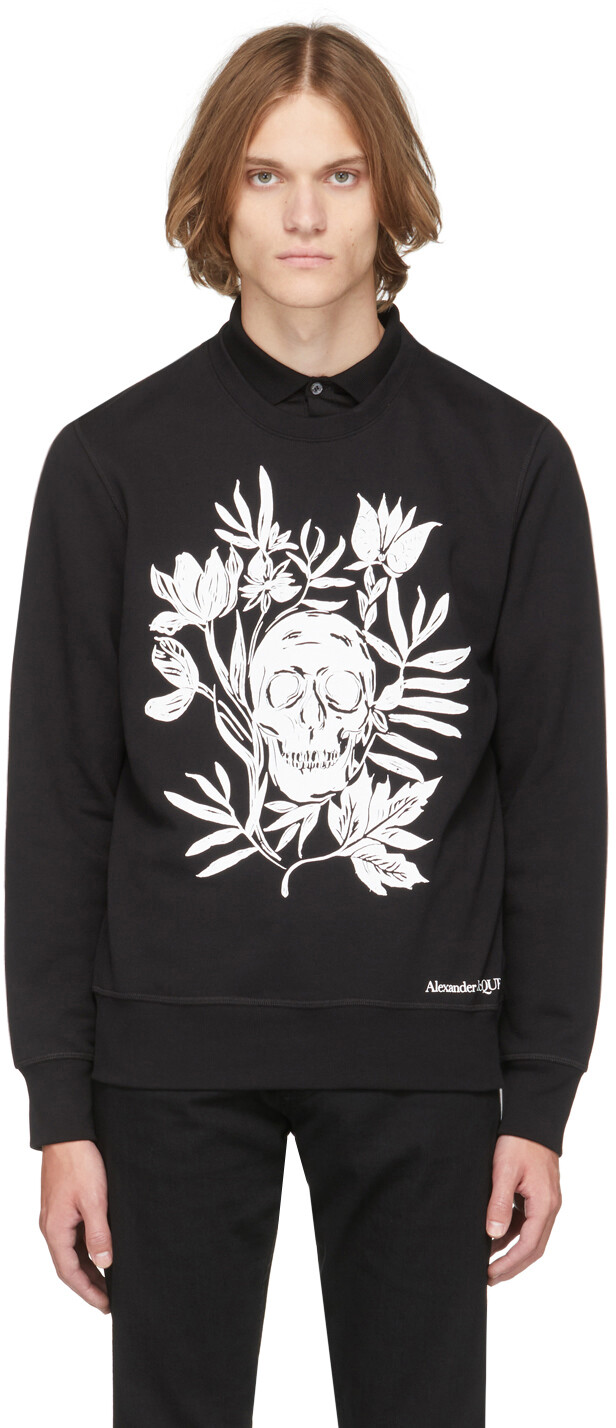 

Толстовка с черным черепом и листьями Alexander McQueen