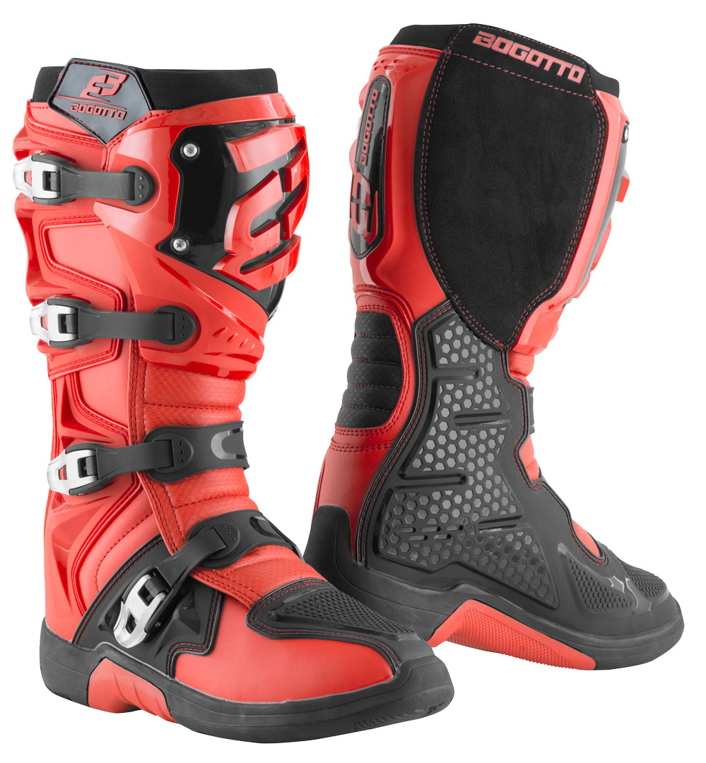 Ботинки для мотокросса Bogotto MX-6 с защитой голени, красный/черный ботинки kinetix размер 45 красный черный