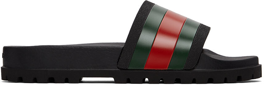 

Черные резиновые сандалии Web Slide Gucci