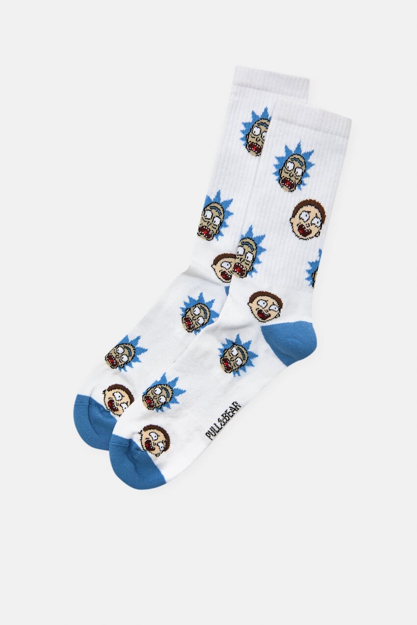 

Носки Pull&Bear Rick & Morty, белый/синий