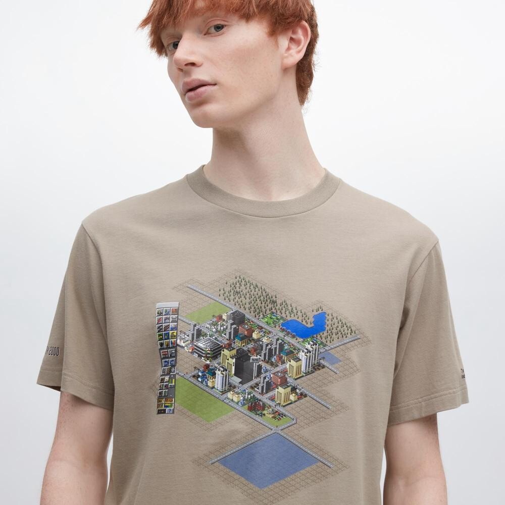

Футболка с принтом унисекс Uniqlo, бежевый