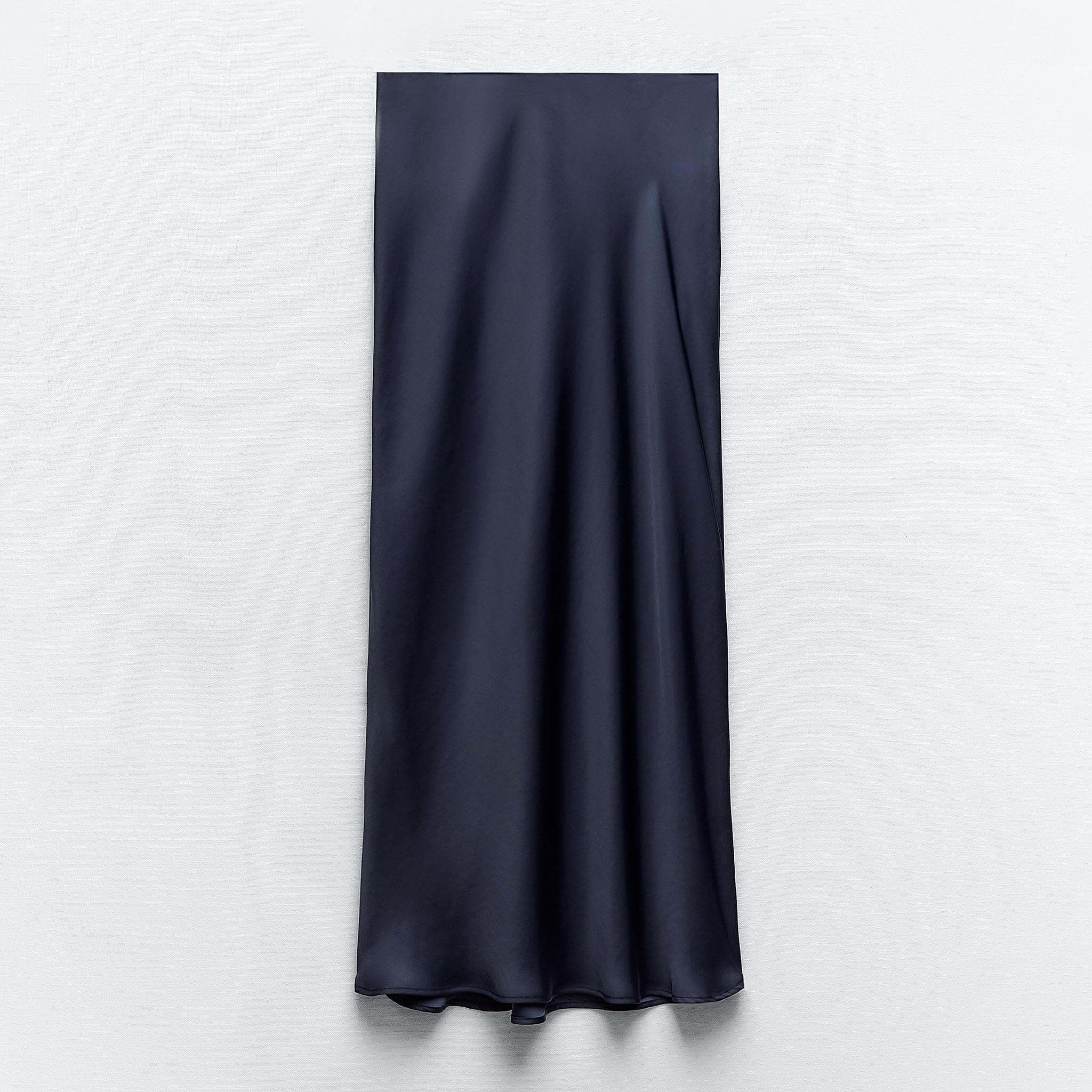 Юбка-миди Zara Satin, темно-синий юбка миди с воздушным шаром zara темно серый