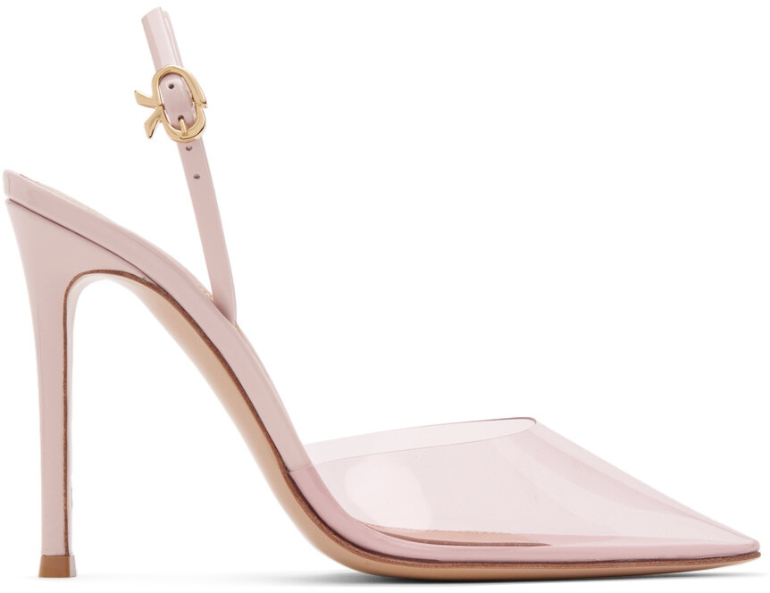 

Розовые туфли на каблуке D'Orsay Plexi 105 с лентой Gianvito Rossi