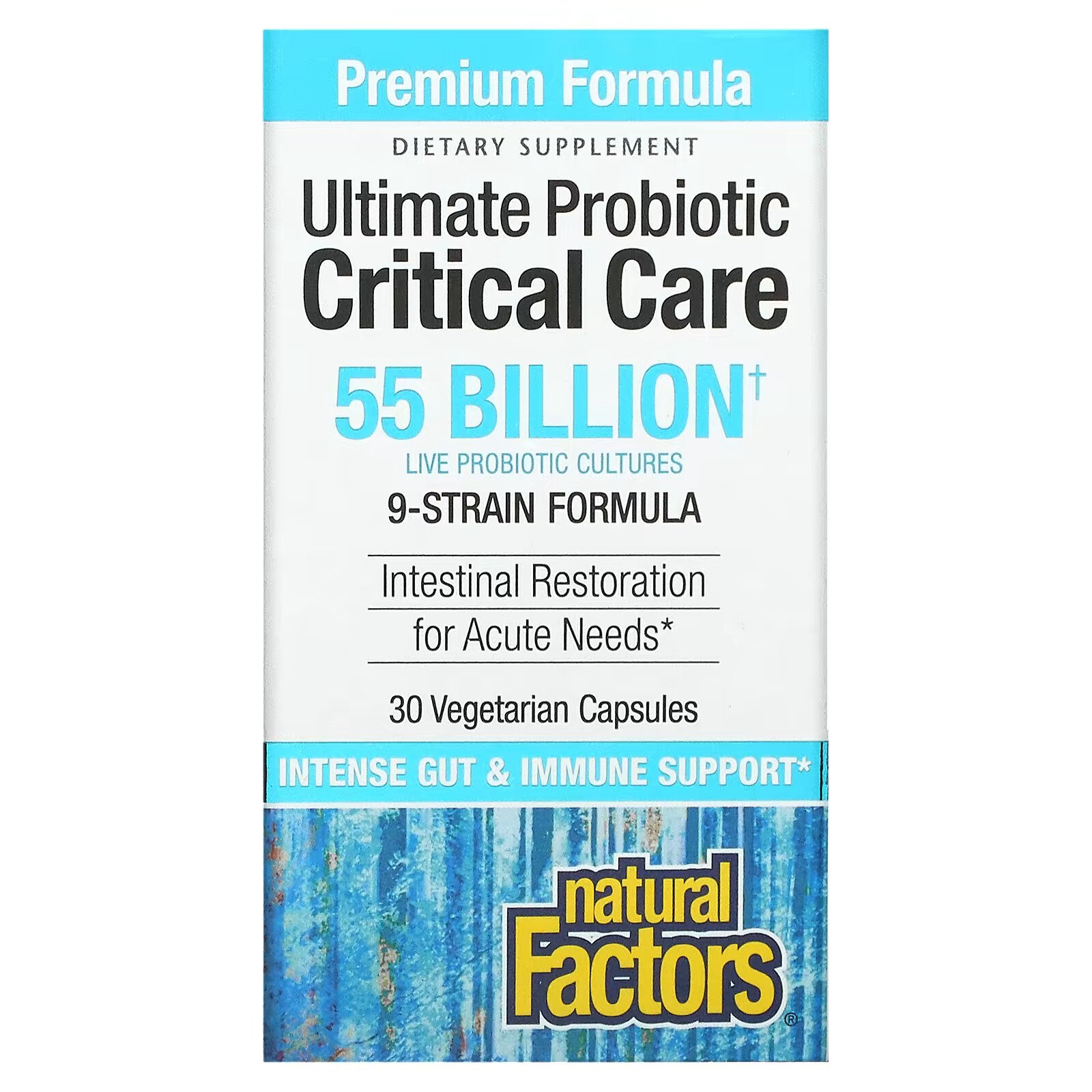 Natural Factors, Ultimate Probiotic Critical Care, 55 миллиардов КОЕ, 30 вегетарианских капсул - фото