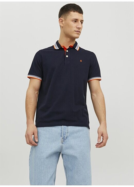 

Темно-синяя мужская футболка-поло JJEPAULOS POLO SS NOOS Jack & Jones, темно-синий