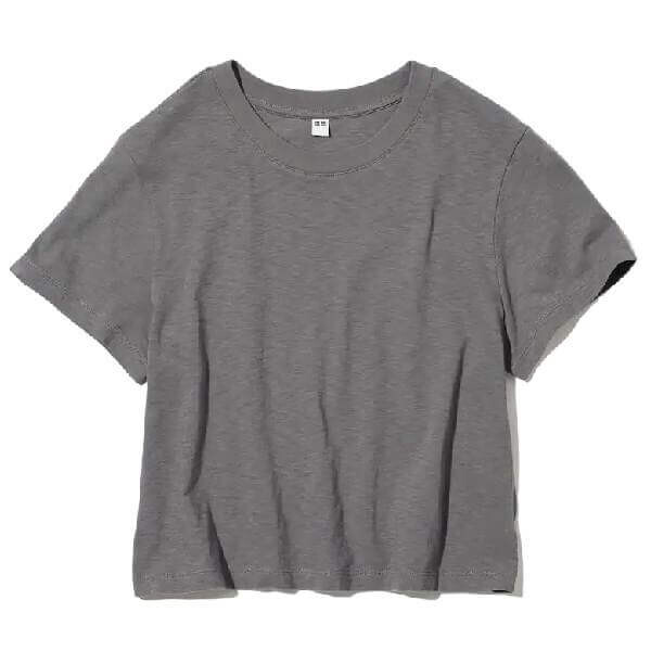 

Футболка Uniqlo Slub Cotton Cropped Short Sleeved, серый