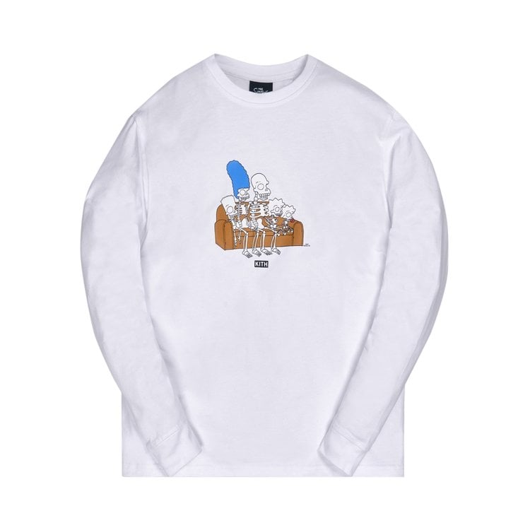 Лонгслив Kith For The Simpsons Couch Long-Sleeve Tee 'White', белый - фото