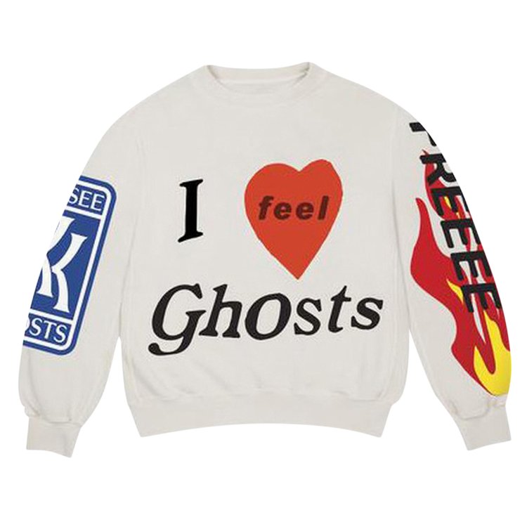цена Толстовка Cactus Plant Flea Market Kids See Ghosts FREEEE Crewneck Sweatshirt Ghost 'Ghost', белый