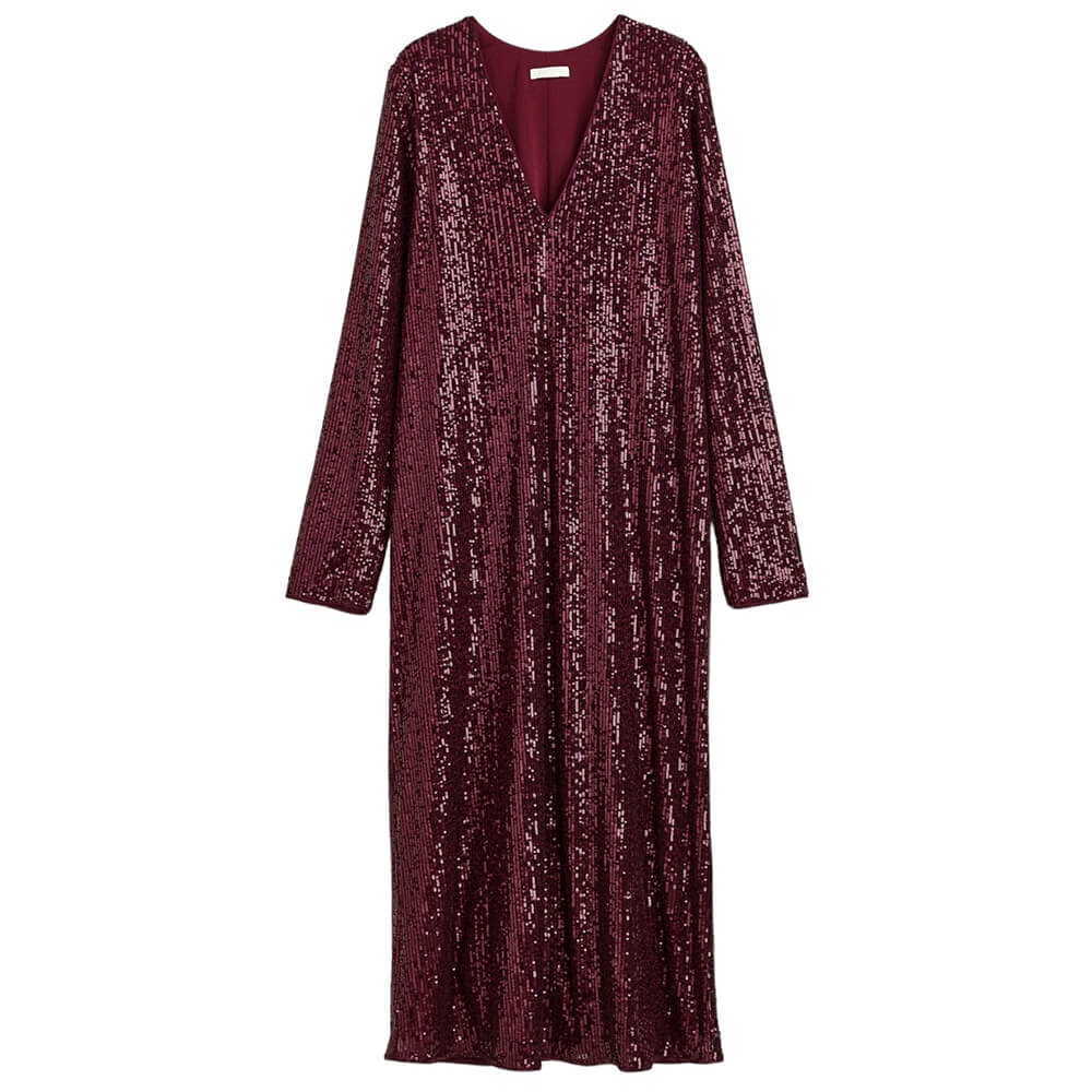 

Платье с пайетками H&M, бордовый/блеск