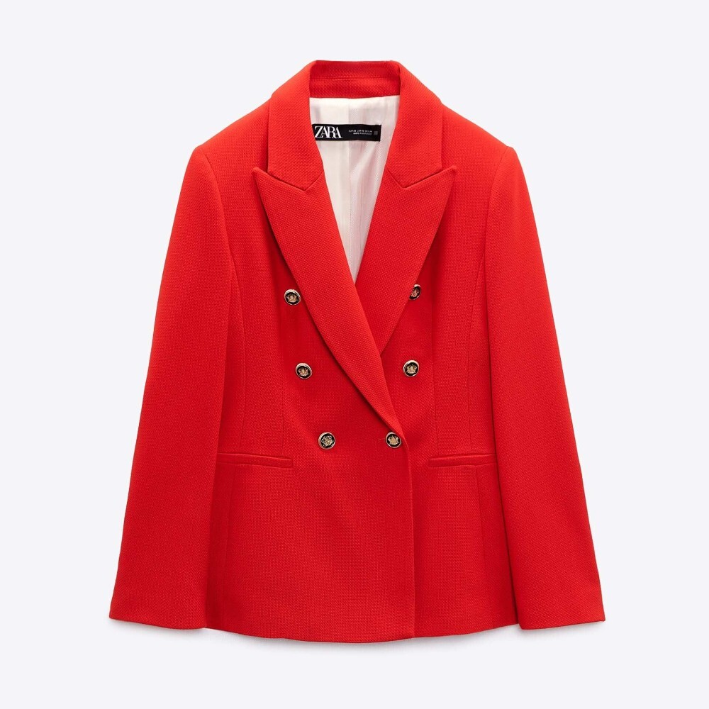 

Двубортный блейзер Zara, красный