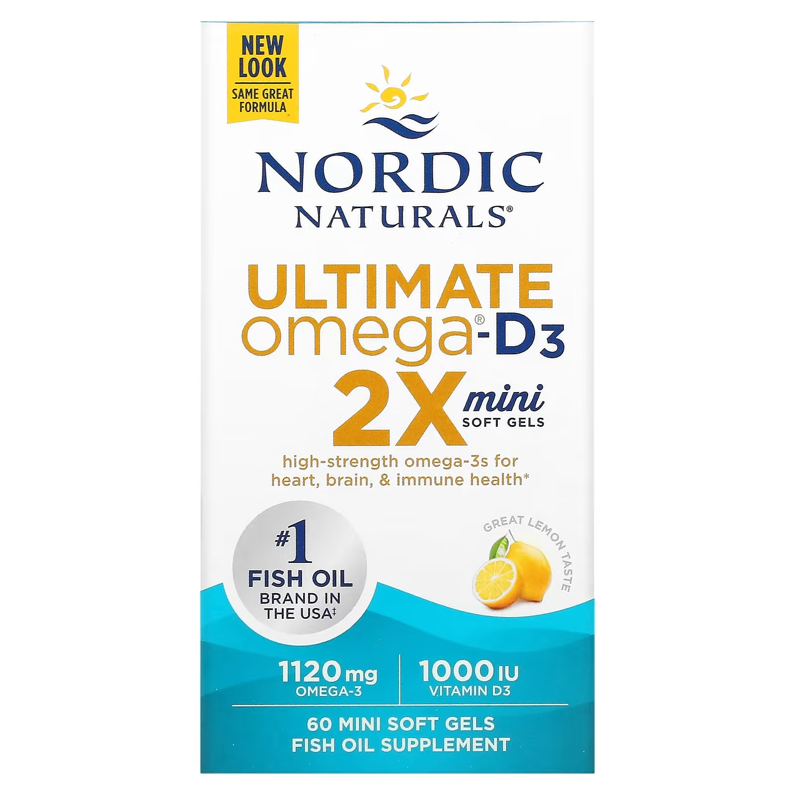 Омега с Витамином D3 Nordic Naturals Ultimate, лимон, 60 мягких мини - таблеток nordic naturals ultimate omega 2x с витамином d3 лимон 60 мягких желатиновых капсул