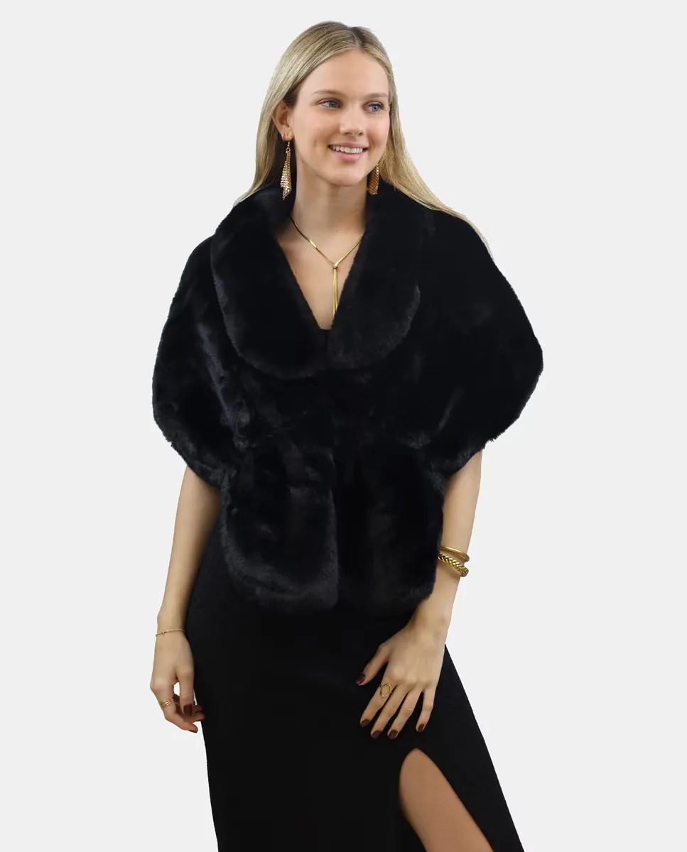 

Однотонная шаль из искусственного меха для вечеринки Donatzelli, черный