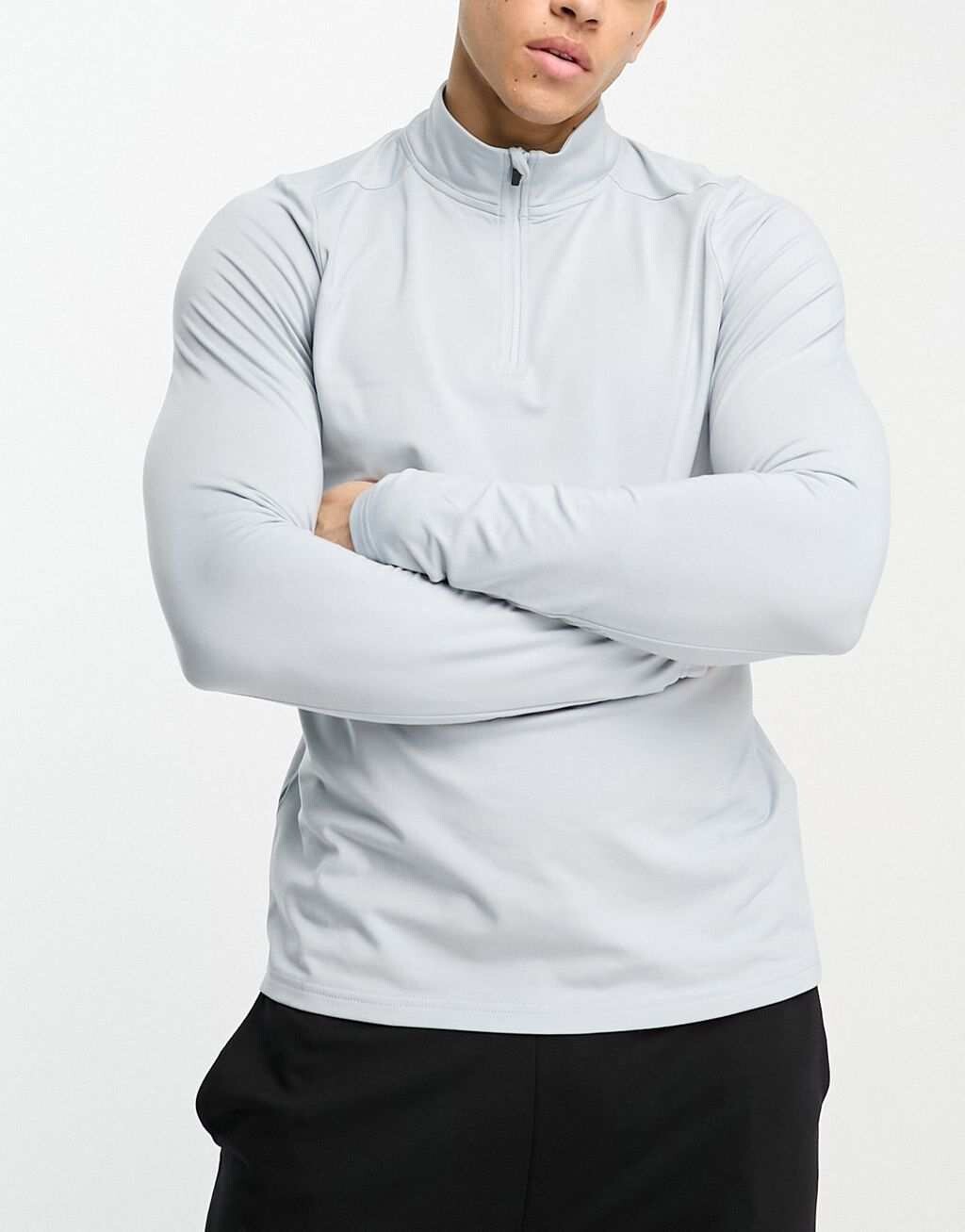 

Голубой топ на молнии 3/4 с длинным рукавом HIIT