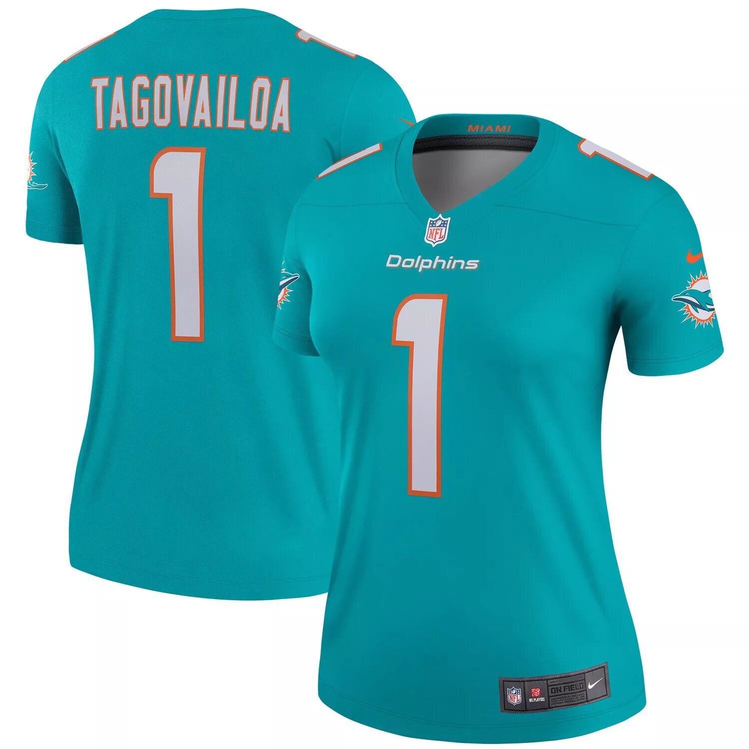 

Женское джерси Nike Tua Tagovailoa Aqua Miami Dolphins Legend Nike