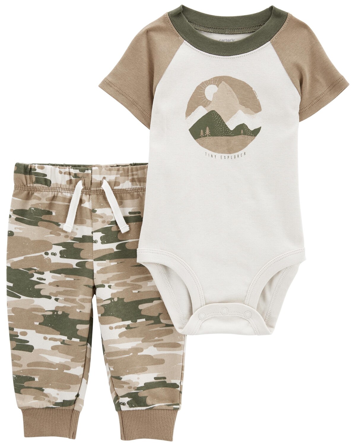 

Комплект из 2 штанов с камуфляжным боди для малышей Carter's, коричневый