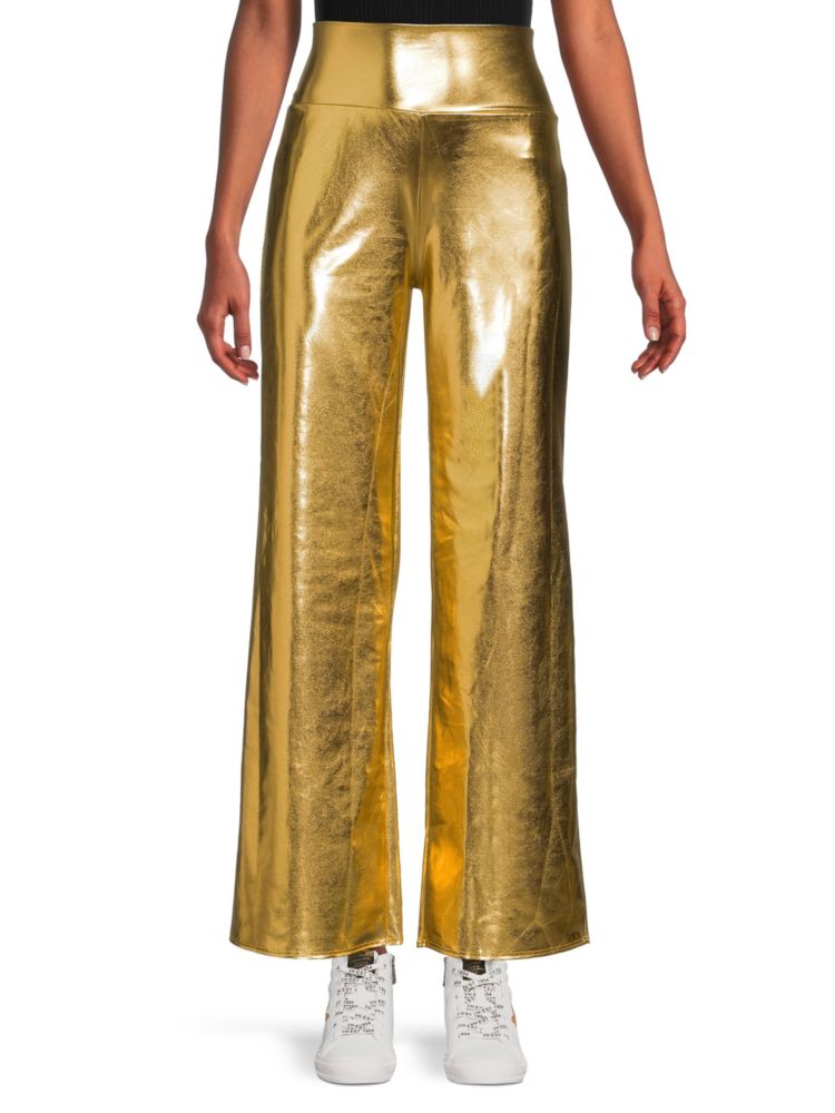

Широкие брюки с эффектом металлик Renee C., золото, Желтый