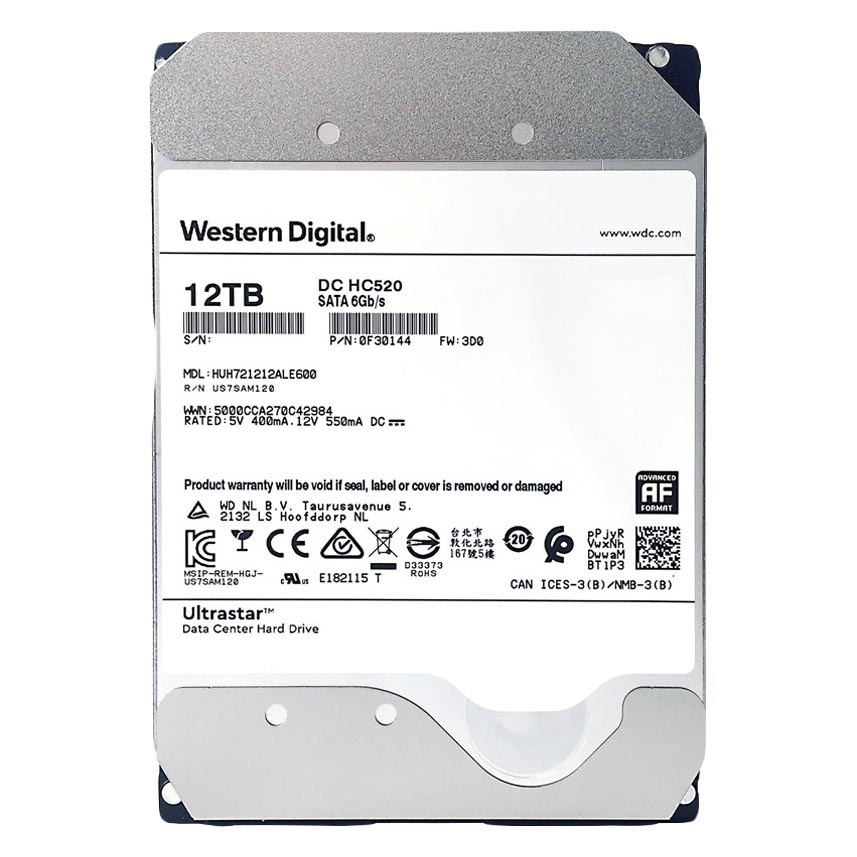 Внутренний жесткий диск Western Digital Ultrastar DC HC520, HUH721212ALE600, 12Тб жесткий диск 12tb western digital ultrastar dc hc520 huh721212ale604 0f30146 7200rpm sata 6gb s