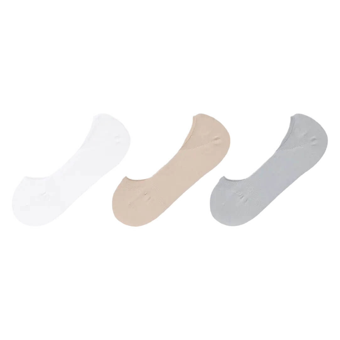 

Комплект подследников Uniqlo Low Cut, 3 пары, белый/бежевый/серый